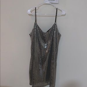 NWT silver sequined cocktail dress